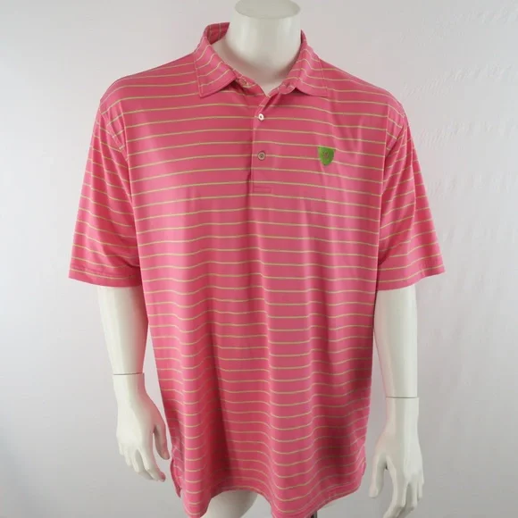 Peter Millar Summer Comfort Golf Polo Shirt Mens XL Pink Green - Picture 1 of 8